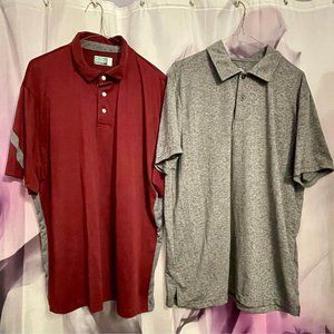 2 maroon & gray mens polo shirts (XL)